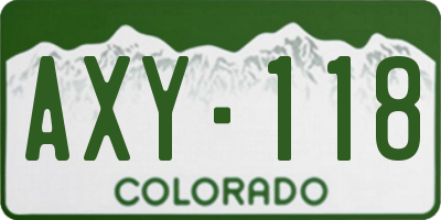 CO license plate AXY118