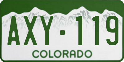 CO license plate AXY119