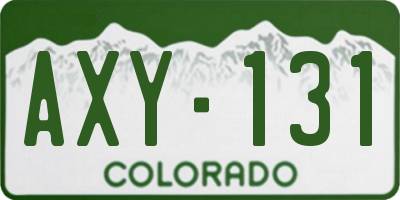 CO license plate AXY131