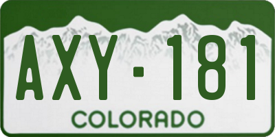 CO license plate AXY181