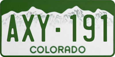 CO license plate AXY191