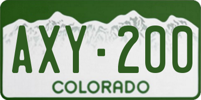 CO license plate AXY200