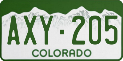 CO license plate AXY205