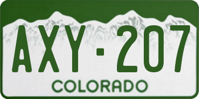 CO license plate AXY207