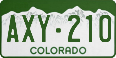 CO license plate AXY210