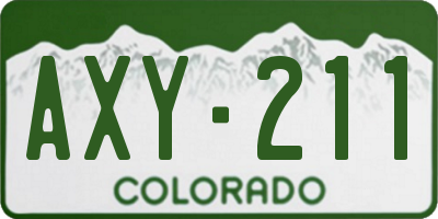 CO license plate AXY211