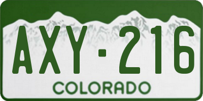 CO license plate AXY216