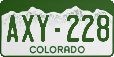CO license plate AXY228