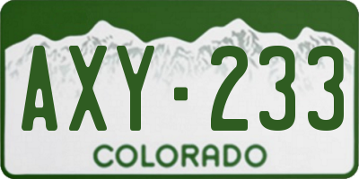 CO license plate AXY233
