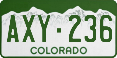 CO license plate AXY236