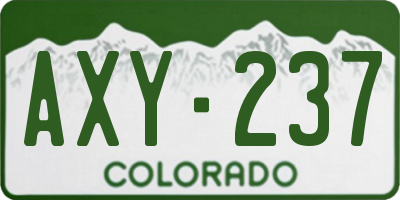 CO license plate AXY237