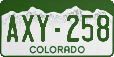 CO license plate AXY258
