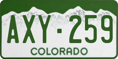 CO license plate AXY259