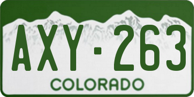 CO license plate AXY263