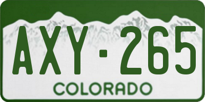 CO license plate AXY265