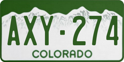 CO license plate AXY274