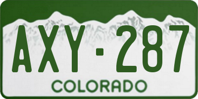 CO license plate AXY287