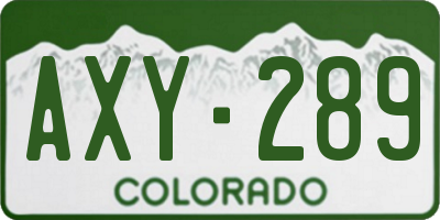 CO license plate AXY289