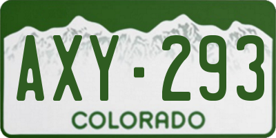 CO license plate AXY293