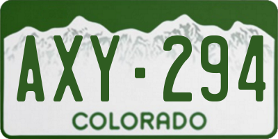 CO license plate AXY294