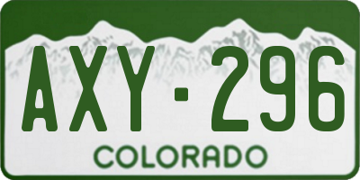 CO license plate AXY296