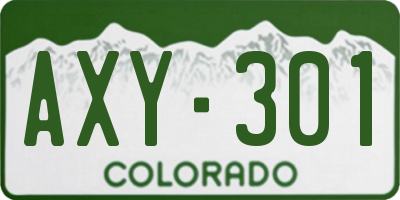CO license plate AXY301