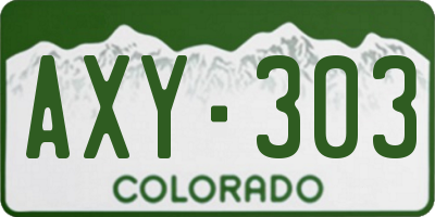 CO license plate AXY303
