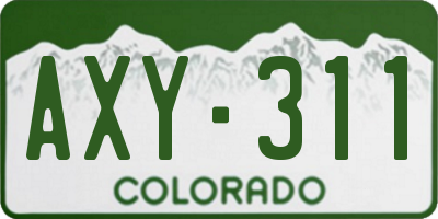 CO license plate AXY311