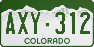 CO license plate AXY312