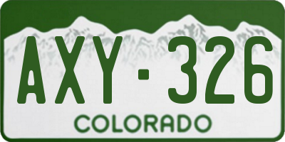CO license plate AXY326