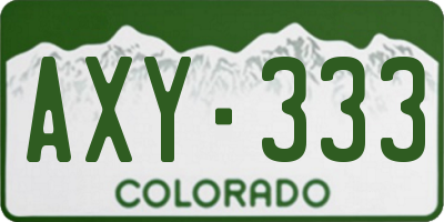 CO license plate AXY333