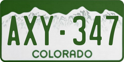 CO license plate AXY347