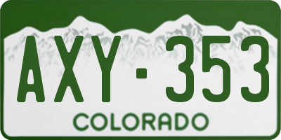 CO license plate AXY353