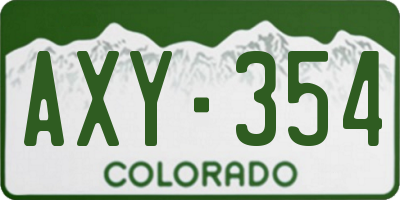 CO license plate AXY354