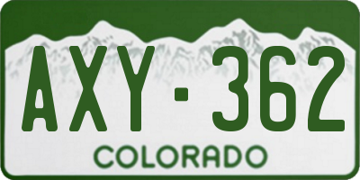 CO license plate AXY362