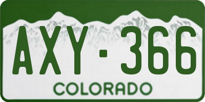 CO license plate AXY366