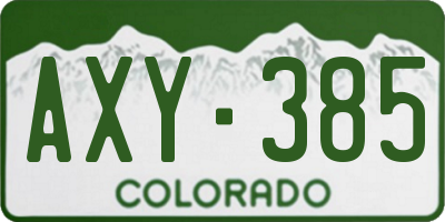 CO license plate AXY385