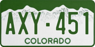 CO license plate AXY451