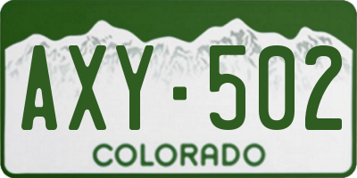 CO license plate AXY502