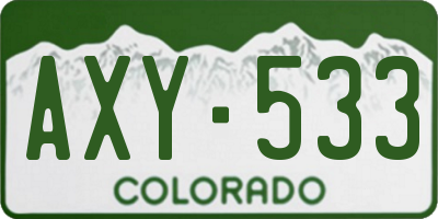 CO license plate AXY533