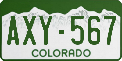 CO license plate AXY567