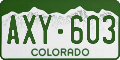 CO license plate AXY603