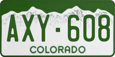CO license plate AXY608