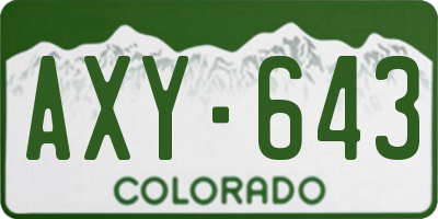 CO license plate AXY643