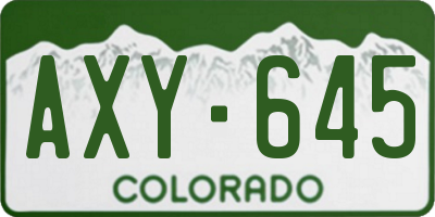CO license plate AXY645