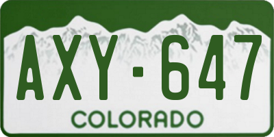 CO license plate AXY647
