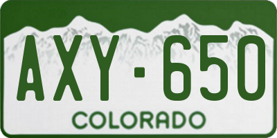 CO license plate AXY650