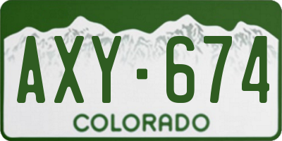 CO license plate AXY674