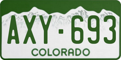 CO license plate AXY693