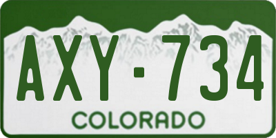 CO license plate AXY734